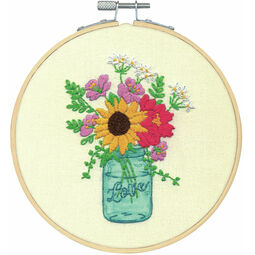 Floral Jar Embroidery Hoop Kit
