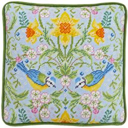 Spring Blue Tits Cushion Panel Tapestry Kit