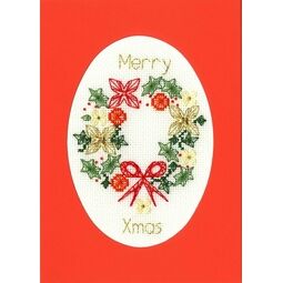 Festive Christmas Wreath Cross Stitch Card Kit