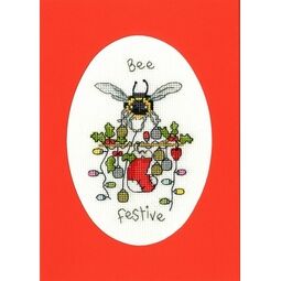Bee Festive Cross Stitch Christmas Card Kit
