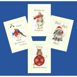 Set Of 4 Wrendale Designs Christmas Card Cross Stitch Kits Set 1