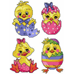 Easter Egg Chicks Cross Stitch Ornaments Kit (Set of 4)