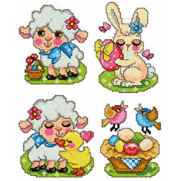 Easter Pets Cross Stitch Ornaments Kit (Set Of 4)