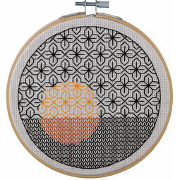 Blackwork Geometric Circles Embroidery Kit (Hoop Not Included)