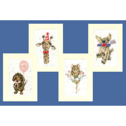 Set Of 4 Wrendale Designs Greeting Card Cross Stitch Kits