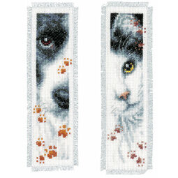 Dog & Cat - Set Of 2 Counted Cross Stitch Bookmark Kits