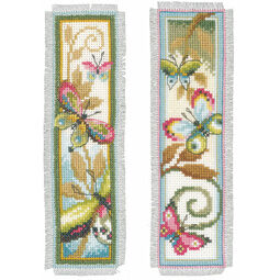 Deco Butterflies - Set Of 2 Counted Cross Stitch Bookmark Kits