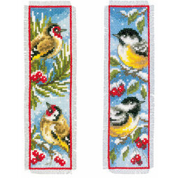 Birds In Winter - Set Of 2 Counted Cross Stitch Bookmark Kits