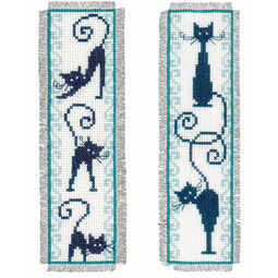 Cheerful Cats - Set Of 2 Counted Cross Stitch Bookmark Kits