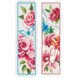 Flowers & Butterflies - Set Of 2 Counted Cross Stitch Bookmark Kits