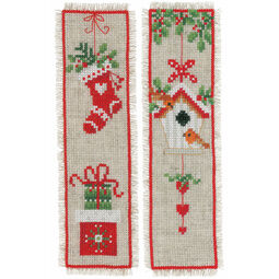 Christmas Motif - Set Of 2 Counted Cross Stitch Bookmark Kits