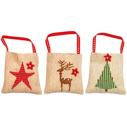 Christmas Gift Bags Cross Stitch Kit (set of 3)