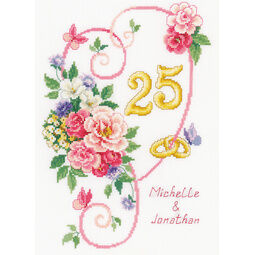 Floral Wedding Anniversary Cross Stitch Kit (Personalise the number and names)