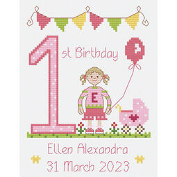 1st Birthday Girl Cross Stitch Kit