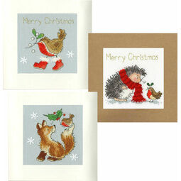 Xmas Animals Set of 3 Cross Stitch Christmas Card Kits