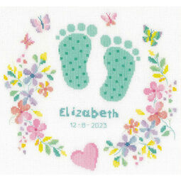 Baby Feet Wreath Cross Stitch Birth Record Kit
