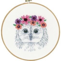 Owl With Flowers Embroidery Kit