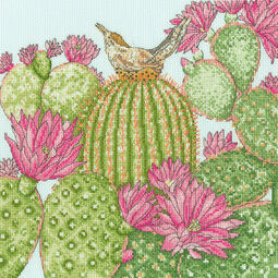 Cactus Garden with Bird Cross Stitch Kit