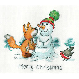 Merry Christmas (Little Foxes) Cross Stitch Christmas Kit