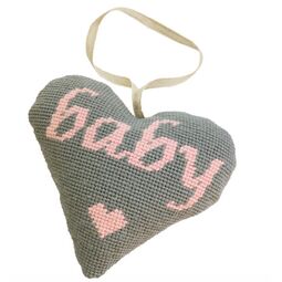Baby Girl Pink On Grey Lavender Heart Tapestry Kit