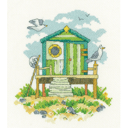 Green Beach Hut cross stitch kit