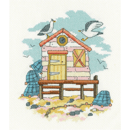 Pink Beach Hut cross stitch kit