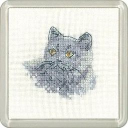 Little Friends British Blue Coaster Cross Stitch Kit