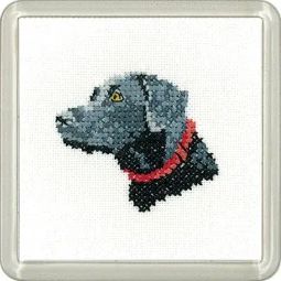 Little Friends Black Labrador Coaster Cross Stitch Kit