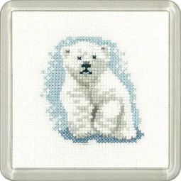 Little Friends Polar Bear Cub Coaster Cross Stitch Kit