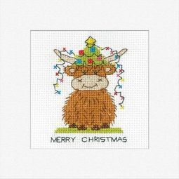 Highland Christmas Lights Christmas Card Cross Stitch Kit