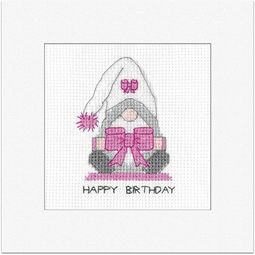 Gonk Birthday Bow Greeting Card Cross Stitch Kit