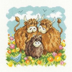 Highland Cows Cross Stitch Kit by Karen Carter