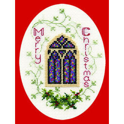 Stained Glass Window Christmas Cross Stitch Card Kit