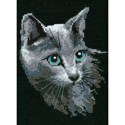 Russian Blue Cat Cross Stitch Kit