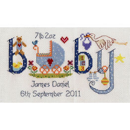 Baby Boy Birth Sampler Cross Stitch Kit