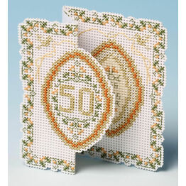 Golden Wedding Anniversary Card 3D Cross Stitch Kit
