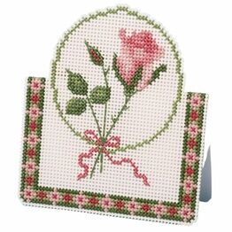 Pink Rose Card 3D Cross Stitch Kit