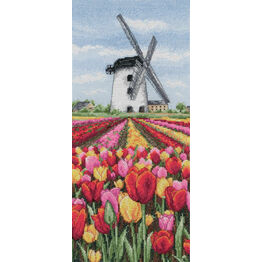 Dutch Tulips Landscape Cross Stitch Kit