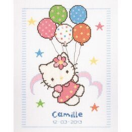 Hello Kitty Balloons Birth Sampler Cross Stitch Kit