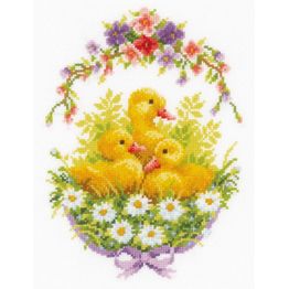 Ducklings With Daisies III Cross Stitch Kit