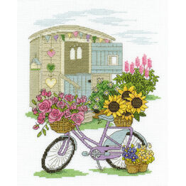 Flowery Bicycle Cross Stitch Kit