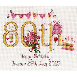 80th Birthday Numbers Cross Stitch Kit