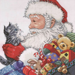 Santa With Kitten Cross Stitch Kit