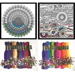 Design Works Zenbroidery Set 1 (2 fabric packs + 2 stranded cotton trim packs)