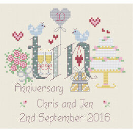 Tin 10th Wedding Anniversary Cross Stitch Kit