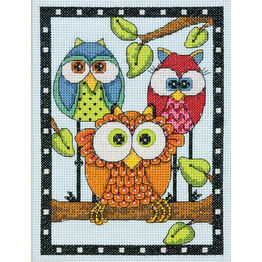 Owl Trio Cross Stitch Kit
