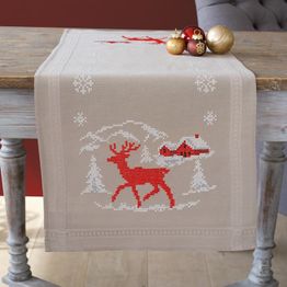 Norwegian Winter Printed Cross Stitch Table Runner Kit