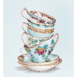 Turquoise Tea Cups Cross Stitch Kit