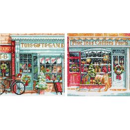 Toy Shoppe &amp; Coffee Shoppe Duo Cross Stitch Kits