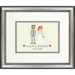 Bride &amp; Groom Cross Stitch Wedding Sampler Kit